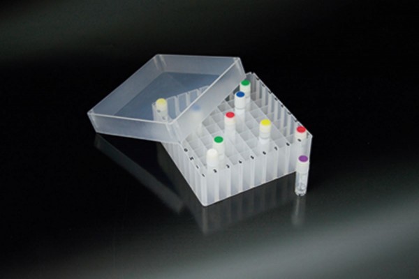Aufbewahrungsbox für 81 Kryoröhrchen 1-2 ml und Mikroröhrchen (max. Ø 12,5 mm)